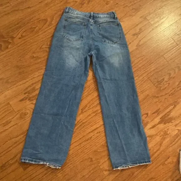 SHEIN size large wide legged jeans, very soft and comfy, distressed, high waist - Picture 10 of 12